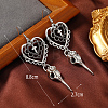 Gothic Heart Cross Skull Dangle Earrings MU2245-3