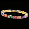 Brass Pave Cubic Zirconia Rectangle Tennis Bracelets for Women UU2091-2-1