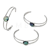 Non-Tarnish 304 Stainless Steel & Natural Paua Shell Cuff Bangles for Women BJEW-JB14122-01-2
