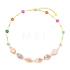 Dyed Natural Freshwater Shell Oval Beaded Necklaces NJEW-JN06336-3
