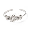 Non-Tarnish 304 Stainless Steel Leaf Open Cuff Bangles BJEW-L682-027P-1