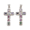 Brass Micro Pave Cubic Zirconia Pendants CU-CBADC6C-12P-03-1