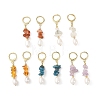 Natural Lavender Amethyst & Natural South Red Agate & Natural White Moonstone & Natural Amber & Natural Apatite Chip & Brass Hoop Earrings EJEW-JE07220-2