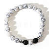 Round Natural Howlite Beaded Stretch Bracelets for Men UV1347-1-3