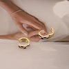 Tartan Design Alloy Enamel Hoop Earrings FS-WG3E240-04-2