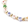 Lampwork Flower with Star Braided Bead Bracelet BJEW-JB07849-3