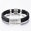 Braided Leather Cord Bracelets BJEW-K166-06P-2