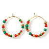 Handmade Glass Seed Beads Christmas Hoop Earrings IE1205-2-2