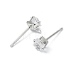 SHEGRACE Brass Clear Cubic Zirconia Square Stud Earring Findings XGR0103P-115P-2