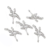 Brass Pave Clear Cubic Zirconia Connector Charms KK-E068-VB359-4