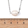 Natural Pearl Rice Pendant 304 Stainless Steel Satellite Chain Necklaces for Women NJEW-JN06149-02-5