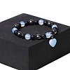 Natual Black Obsidian & Synthetic Non-magnetic Hematite & Opalite Beads Charm Bracelets AC2290-7-1