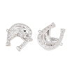 Brass Micro Pave Clear Cubic Zirconia Connector Charms ZIRC-F148-06P-2