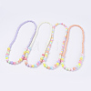 Solid Chunky Bubblegum Acrylic Ball Bead Kids Necklaces NJEW-JN02091-1