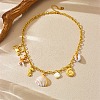 304 Stainless Steel & Natural Cowrie Shell Pendant Bib Necklaces for Women NJEW-A050-02G-2
