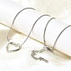 201 Stainless Steel Hollow Heart Pendant Snake Chain Necklaces for Women NJEW-B124-02P-2