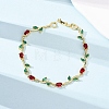 Brass Micro Pave Cubic Zirconia Link Chain Bracelets for Women BJEW-K292-01G-2