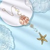 Electroplate Sea Shell & Glass & Stainless Steel Pendants Starfish Shell Hanging Suncatchers HJEW-JM04561-1