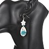 Natural Agate & Cultured Freshwater Pearl & Cowrie Shell Beads Dangle Earrings EJEW-JE07199-2