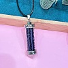 Zinc Alloy with Glass Hexagonal Bottle with Inner Synthetic Blue Goldstone Chips Pendant Black PU Leather Cord Necklaces ZW0534-22-1