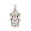 Rack Plating Brass Micro Pave Clear Cubic Zirconia Pendants KK-P277-37P-1