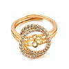 Flower Brass Micro Pave Cubic Zirconia Cup Peg Ring Settings for Half-drilled Beads KK-NH0009-06G-2