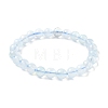 Natural Aquamarine Round Bead Stretch Bracelets for Men Women BJEW-U034-01C-02-4
