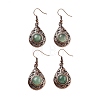 Natural Green Aventurine Teardrop Dangle Earrings EJEW-B055-02R-24-1