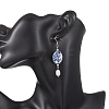Oval with Flower Pattern 304 Stainless Steel Dangle Earrings EJEW-JE06925-2