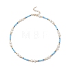 Acrylic Imitation Pearl & Glass Seed Beaded Necklace for Women NJEW-JN04278-3