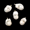 Brass & Pearl Micro Pave Cubic Zirconia Pendants KK-H259-13A-G01-1