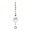 Chakra Glass Beads & Brass Angel Hanging Suncatchers HJEW-JM04685-2