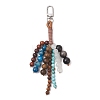 Natural Silver Obsidian & Quartz Crystal & Apatite & Synthetic Green Turquoise Round Beads Pendant Decorations HJEW-TA00468-1