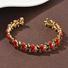 Brass Enamel Cuff Bracelets BJEW-L703-02A-G-2