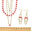 Rondelle 304 Stainless Steel & Glass Beaded Layered Necklace and Earring Set Set for Women SJEW-JS01384-4