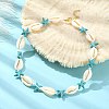 Natural Shell & Synthetic Turquoise Starfish Beaded Necklace with 304 Stainless Steel Clasps NJEW-TA00107-01-5
