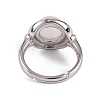 Natural Rose Quartz Round Adjustable Rings RJEW-K271-04P-09-4