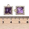 Natural Amethyst Faceted Square Charms G-I375-06G-01-3