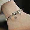 Natural Chalcedony Lucky Donut & Brass Fu Charm Anklets for Women FS-WG9BF59-01-1