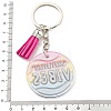 Acrylic Flat Round with Suede Tassel Pendant Keychain KEYC-G060-01D-3