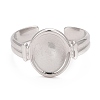 304 Stainless Steel Oval Watch Shape Open Cuff Ring for Women RJEW-C025-04P-3