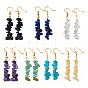 7 Pairs 7 Styles Gemstone Chip Beaded Dangle Earrings EJEW-TADJ00002-1