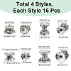 64Pcs 4 Styles Tibetan Style Alloy Bead Caps FIND-SC0009-51-2