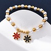 201 Stainless Steel Round Beaded Stretch Bracelets BJEW-C090-03G-F-3