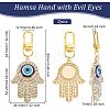 Olycraft 2Pcs Zinc Alloy Rhinestone & Resin Pendants Keychain HJEW-OC0001-12-2