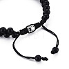 Round Frosted Glass Braided Bead Bracelet for Men Women BJEW-S145-003-3