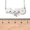304 Stainless Steel Enamel White Daisy Flower and Heart Pendant Cable Chain Necklaces for Women NJEW-K309-01P-5