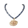 Ocean Electroplated Natural Scallop Shell Pendant Natural Blue Aventurine(Dyed & Heated) Rondelle Braided Bead Necklaces NJEW-JN06445-03-2