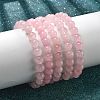 Natural Rose Quartz Bead Stretch Bracelets X-BJEW-K212-B-045-3