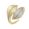 Brass Micro Pave Cubic Zirconia Open Cuff Ring for Women RJEW-F177-03GP-01-2